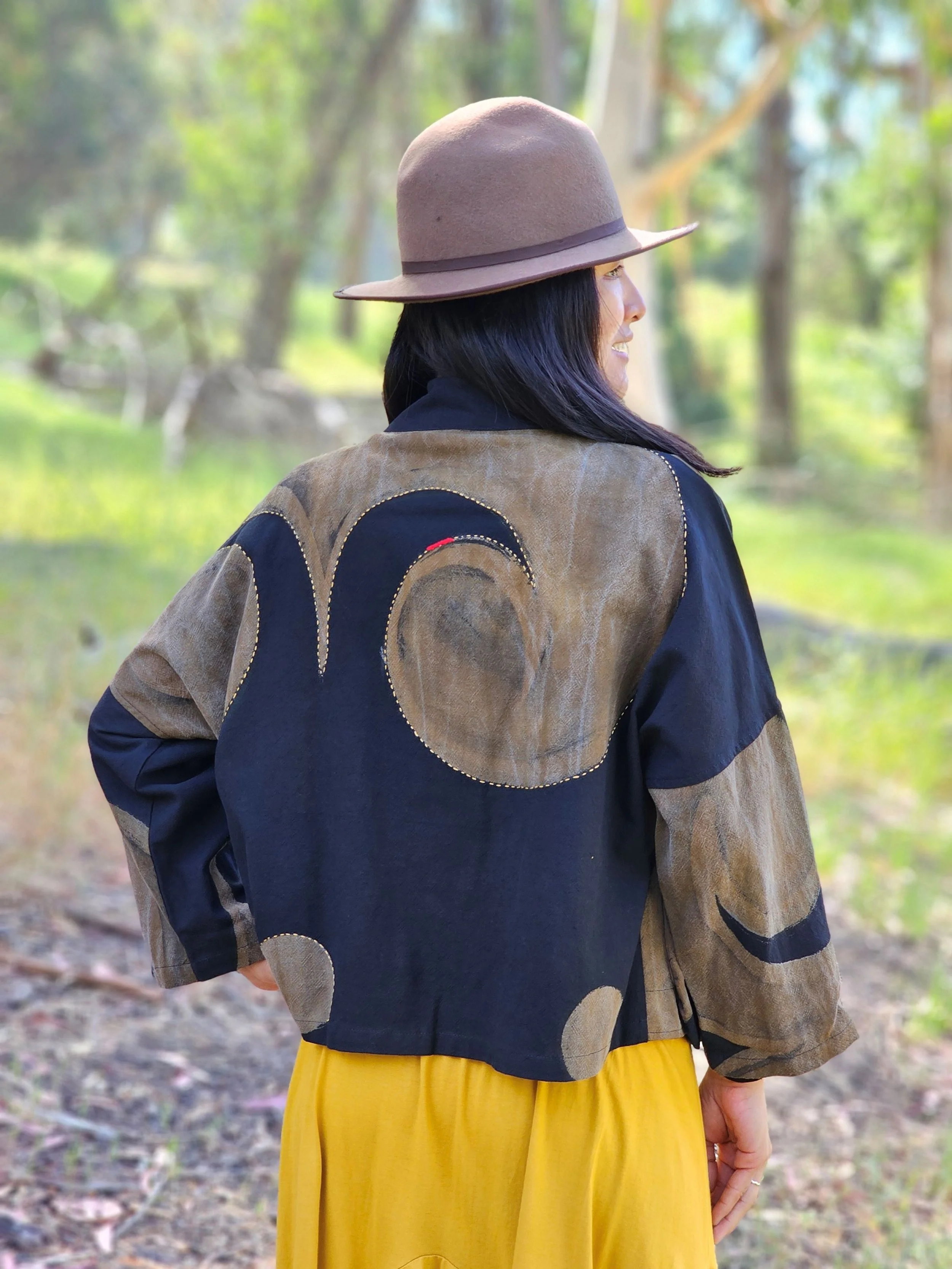 BJ-17026 - POUCH POCKET JACKET - BLACK/MUSTARD — Yaza